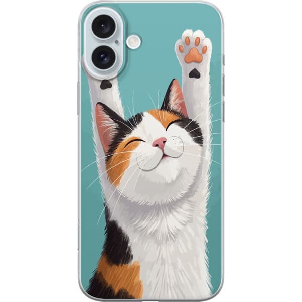 Kompatibelt Mobilskal till Apple iPhone 16 Plus Glad trefärgad katt