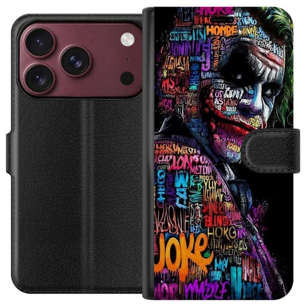 Kompatibel Tegnebogsetui til Apple iPhone 18 Pro Farverig typografisk klovnefigur mod sort baggrund