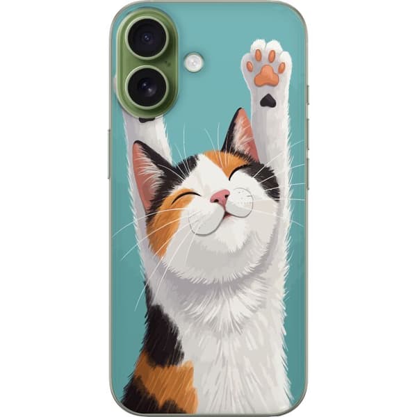 Kompatibelt Mobildeksel til Apple iPhone 18 Glad trefärgad katt