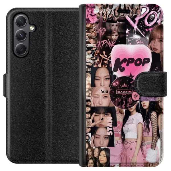 Kompatibelt Plånboksfodral till Samsung Galaxy A24 4G Rosa K-pop collage