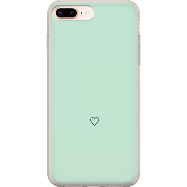 Kompatibel Mobilcover til Apple iPhone 7 Plus Enkel sort hjertekontur centreret mod mintgrøn baggrund