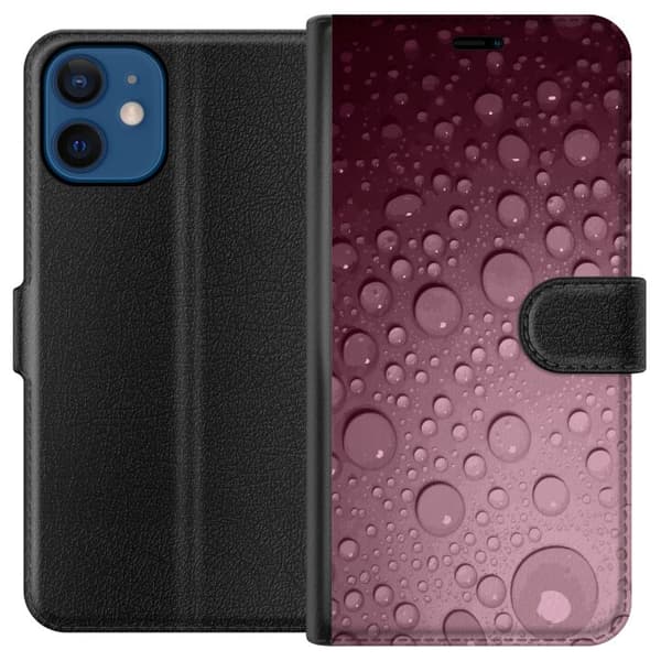 Kompatibelt Plånboksfodral till Apple iPhone 12 Rosa vattendroppar