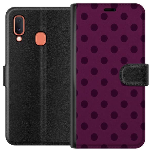 Kompatibelt Lommeboketui til Samsung Galaxy A20e Plommeprikker