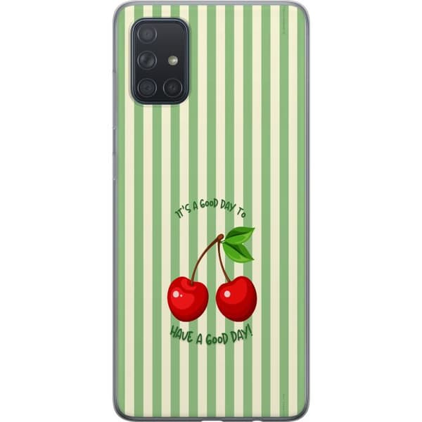 Kompatibelt Mobildeksel til Samsung Galaxy A71 Søtt kirsebærbilde med hjerteformet design
