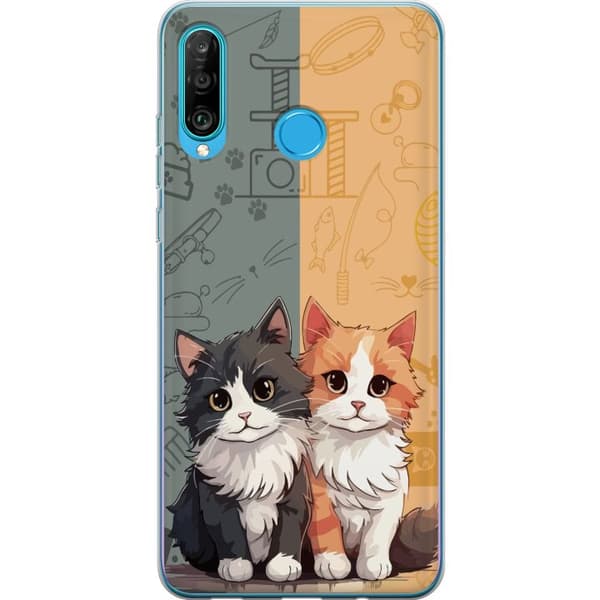 Kompatibelt Mobilskal till Huawei P30 lite Katter