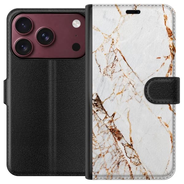 Kompatibelt Lommeboketui til Apple iPhone 18 Pro Gyldne årer