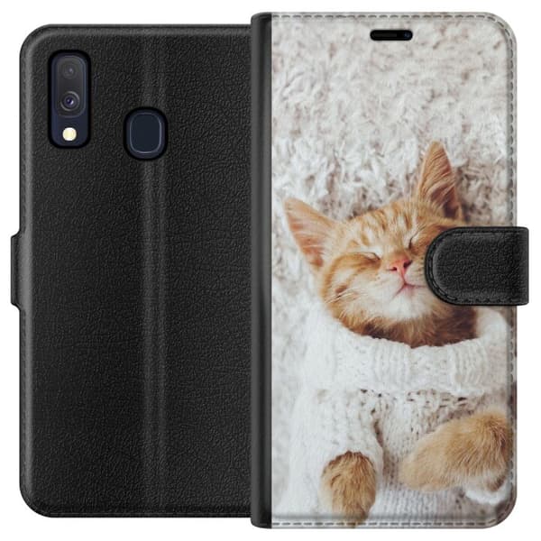 Kompatibelt Plånboksfodral till Samsung Galaxy A40 Kitty Sweater