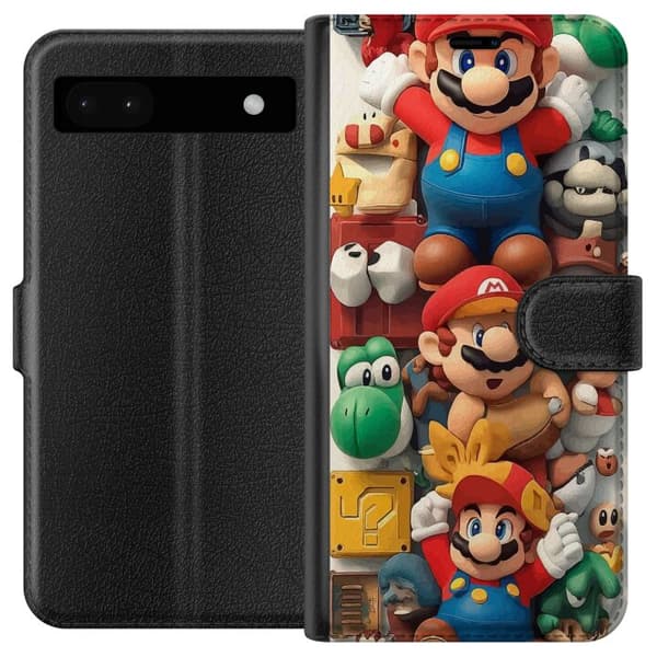 Kompatibel Tegnebogsetui til Google Pixel 6a Super Mario ikonisk karaktercollage