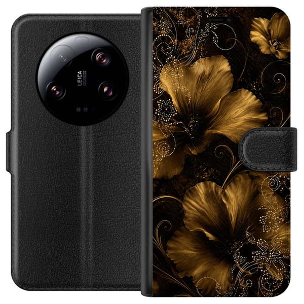Kompatibel Tegnebogsetui til Xiaomi 13 Ultra Gylden blomstring