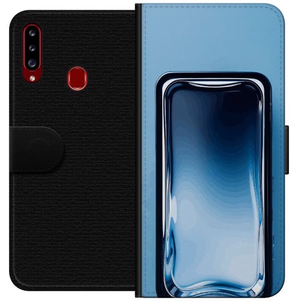 Kompatibel Tegnebogsetui til Samsung Galaxy A20s Blå glaseffekt