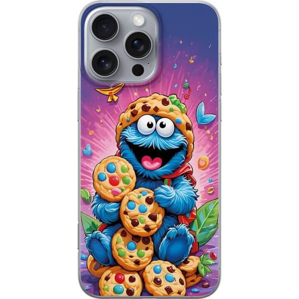 Kompatibelt Mobildeksel til Apple iPhone 16 Pro Max Søtt Cookie Monster motiv med kjeks