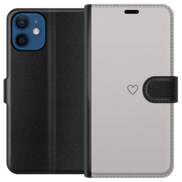 Kompatibel Tegnebogsetui til Apple iPhone 12 mini Gråt hjerte