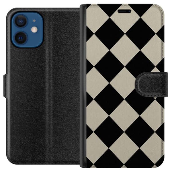Kompatibel Tegnebogsetui til Apple iPhone 12 Mono-diamant