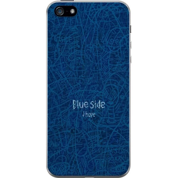 Kompatibelt Mobildeksel til Apple iPhone 5 Blå bakgrunn med Blue Side-tekst og abstrakte håndtegnede illustrasjoner