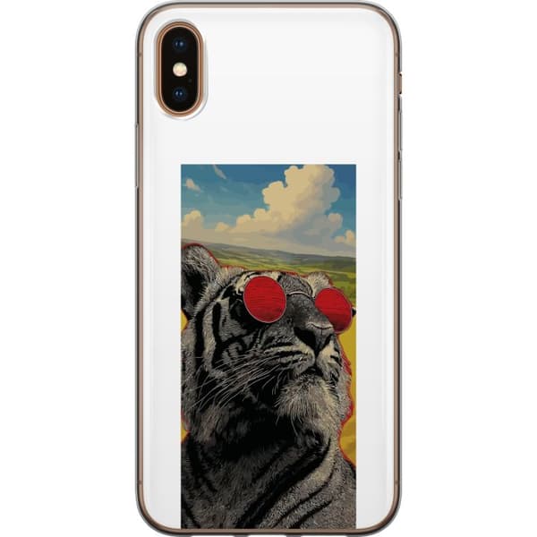 Kompatibelt Mobildeksel til Apple iPhone X Trendig dyrsmotiv med tiger og røde briller