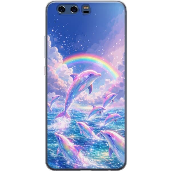 Kompatibelt Mobildeksel til Huawei P10 Glittrande regnbågsdelfiner