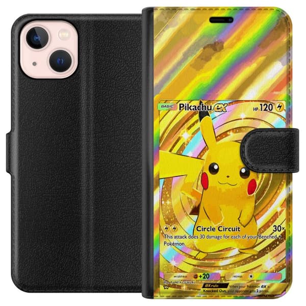 Kompatibelt Lommeboketui til Apple iPhone 13 Blank Pikachu EX-design med samlebåndsfølelse