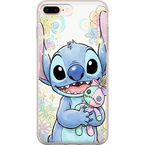 Kompatibelt Mobilskal till Apple iPhone 8 Plus Stitch håller liten patchwork-docka bland pastellblommor