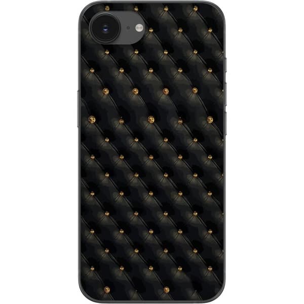 Kompatibel Mobilcover til Apple iPhone 16e Elegant sort diamantmønster med guldfarvede detaljer