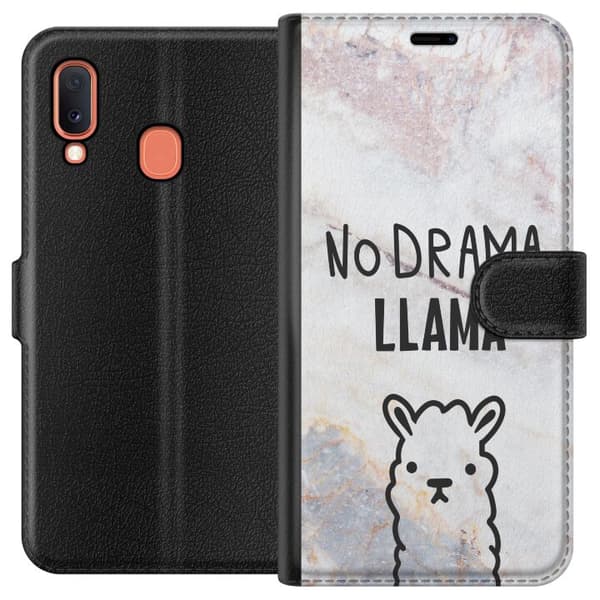 Kompatibelt Plånboksfodral till Samsung Galaxy A20e Llama Marble