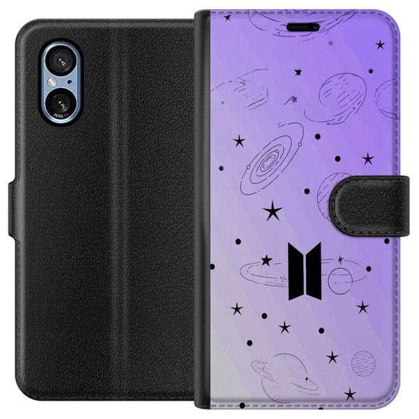 Kompatibel Tegnebogsetui til Sony Xperia 5 V Minimalistisk K-pop og rumtema