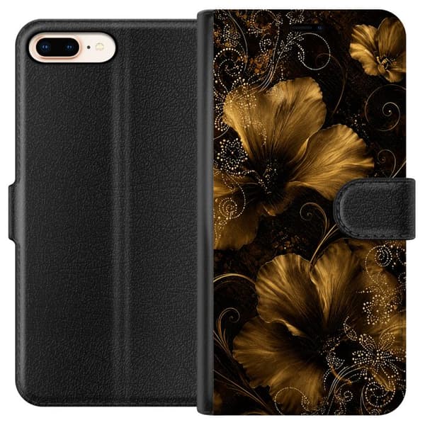Kompatibelt Plånboksfodral till Apple iPhone 8 Plus Golden Bloom