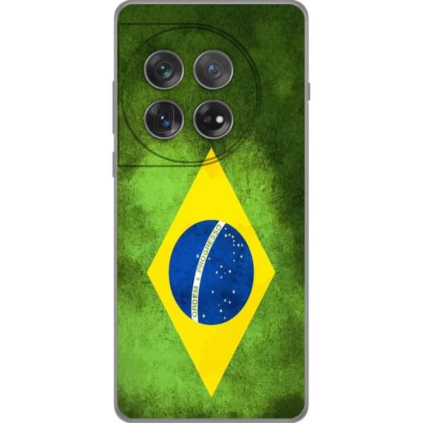 Kompatibelt Mobildeksel til OnePlus 12 Brasiliansk flagg med rustikk tekstur