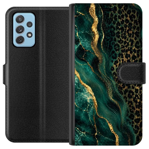 Kompatibelt Lommeboketui til Samsung Galaxy A52 5G Smaragdleopard