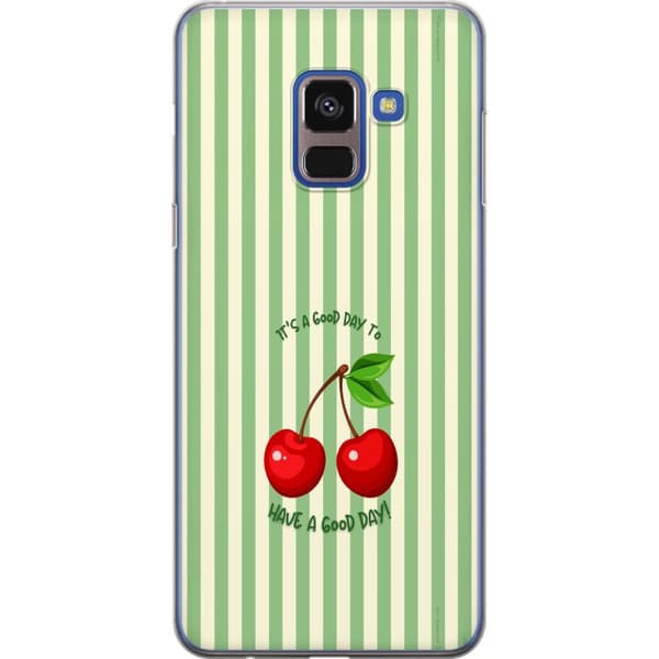 Kompatibelt Mobildeksel til Samsung Galaxy A8 (2018) Søtt kirsebærbilde med hjerteformet design