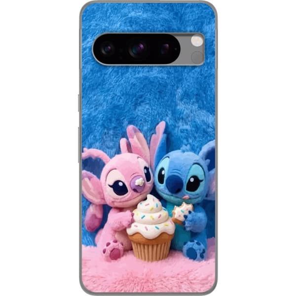 Kompatibel Mobilcover til Google Pixel 8 Pro Søde blå og lyserøde figurer med stor cupcake og krymmel