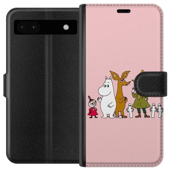 Kompatibel Tegnebogsetui til Google Pixel 6a Flere figurer sammen på lyserød baggrund