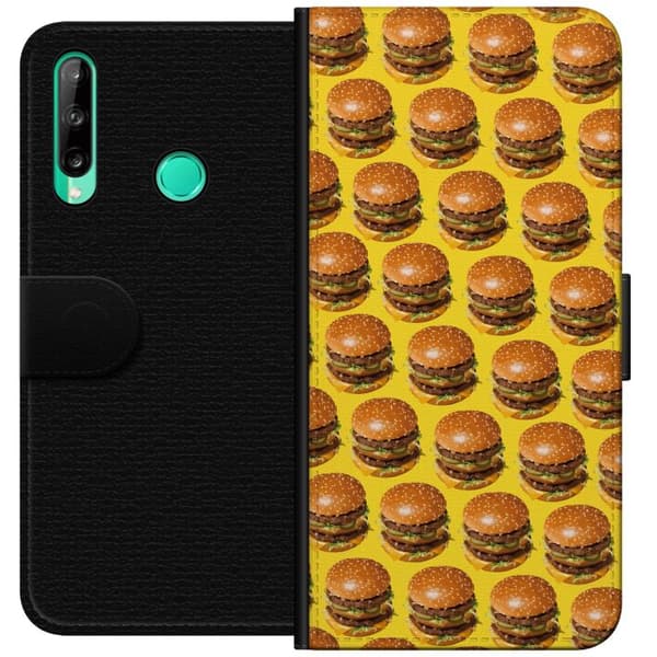 Kompatibel Tegnebogsetui til Huawei P40 lite E Grafisk hamburgermønster til madelskere