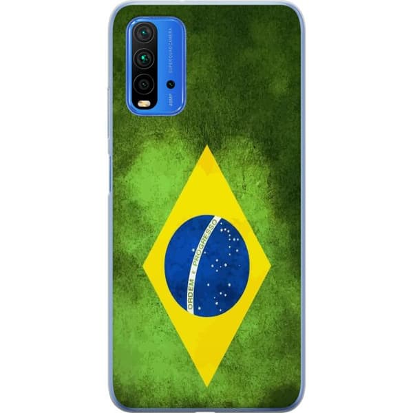 Kompatibelt Mobildeksel til Xiaomi Redmi Note 9 4G Brasiliansk flagg med rustikk tekstur