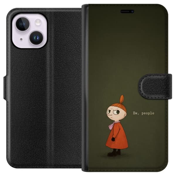 Kompatibel Tegnebogsetui til Apple iPhone 14 Plus Tecknad flicka med citat