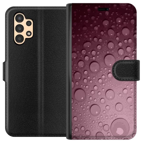 Kompatibelt Plånboksfodral till Samsung Galaxy A13 Rosa vattendroppar