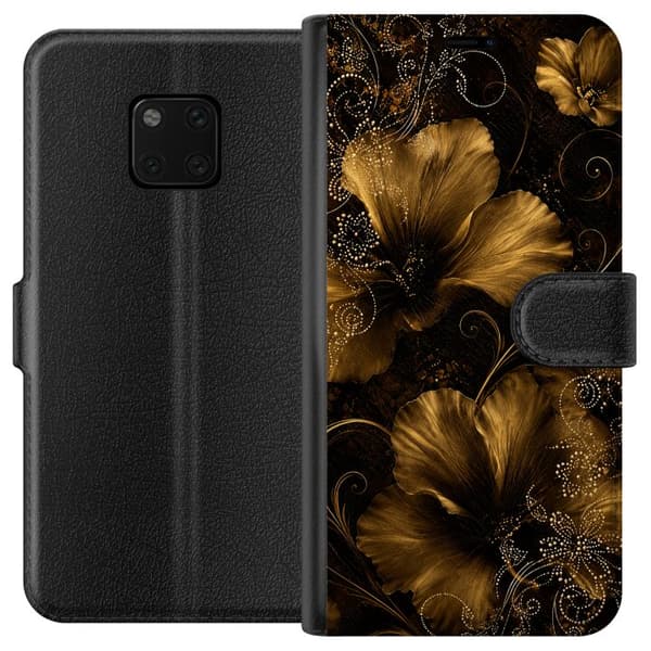 Kompatibelt Lommeboketui til Huawei Mate 20 Pro Gyllen blomstring