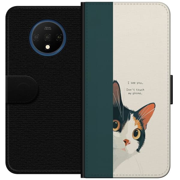 Kompatibelt Lommeboketui til OnePlus 7T Katt som kikar fram