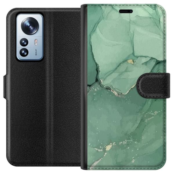 Kompatibelt Plånboksfodral till Xiaomi 12 Pro Grön Marmor