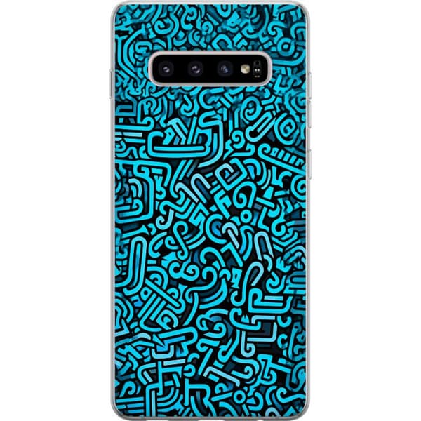 Kompatibelt Mobildeksel til Samsung Galaxy S10+ Blå abstrakt graffiti