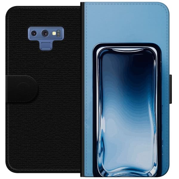 Kompatibelt Lommeboketui til Samsung Galaxy Note9 Blå glaseffekt