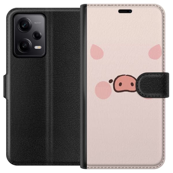 Kompatibelt Lommeboketui til Xiaomi Redmi Note 12 Pro Minimalistiskt grisansikte