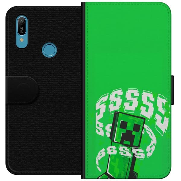 Kompatibel Tegnebogsetui til Huawei Y6 (2019) Grön pixelfigur