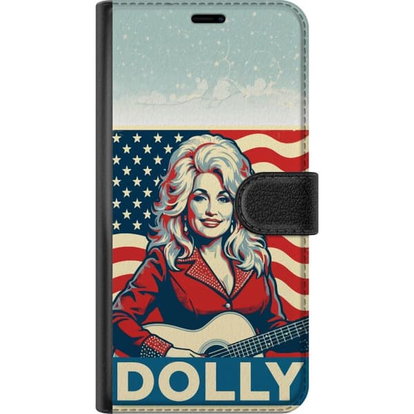 Kompatibel Tegnebogsetui til Google Pixel 7a Dolly Parton med gitarr och USA-flagga