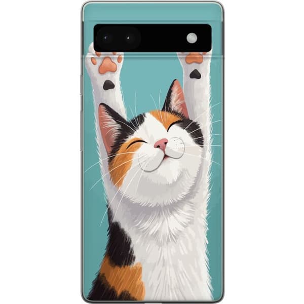 Kompatibelt Mobilskal till Google Pixel 6a Glad trefärgad katt