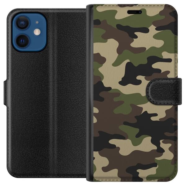 Kompatibelt Lommeboketui til Apple iPhone 12 Skog kamuflasje