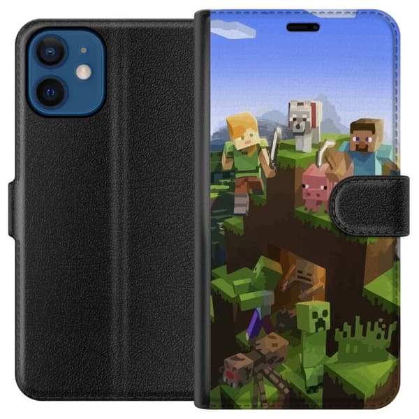 Kompatibel Tegnebogsetui til Apple iPhone 12 MineCraft