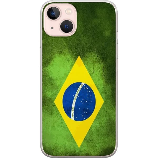 Kompatibelt Mobilskal till Apple iPhone 13 mini Brasiliansk flagga med rustik textur