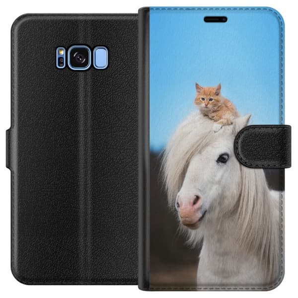 Kompatibelt Plånboksfodral till Samsung Galaxy S8 Katt och Häst