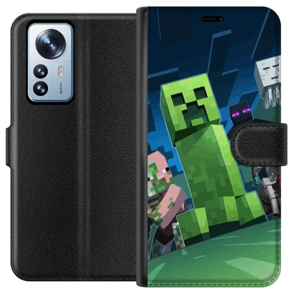 Kompatibelt Plånboksfodral till Xiaomi 12 Pro MineCraft