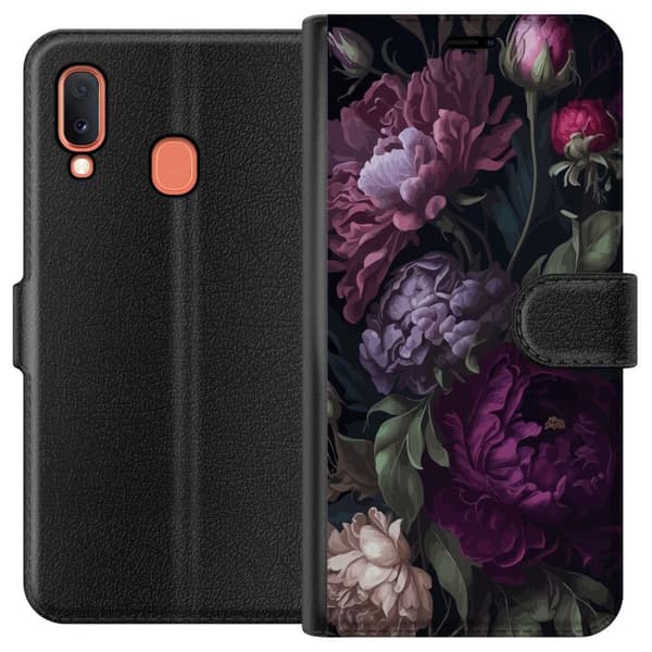 Kompatibelt Plånboksfodral till Samsung Galaxy A20e Blommor